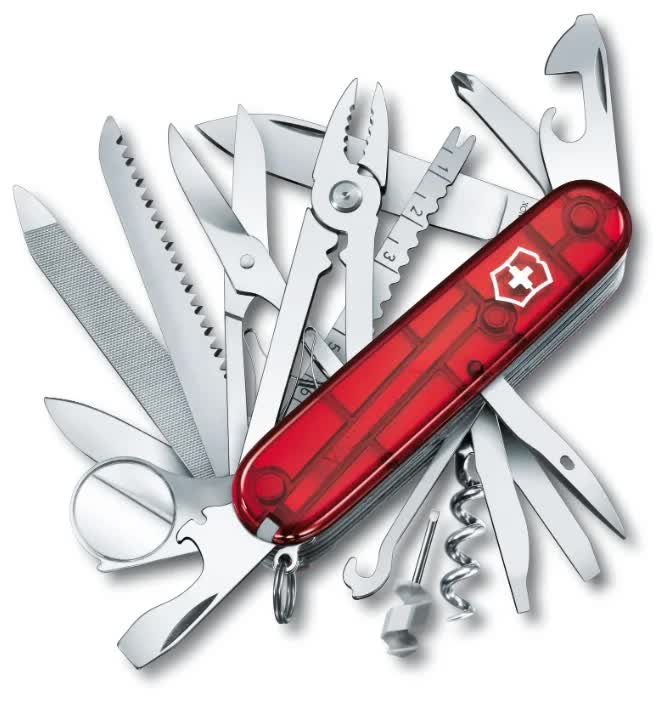 Нож Victorinox SwissChamp, 91 мм, 33 функции, полупрозрачный красный в Москвe