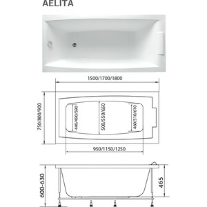 Акриловая ванна 1Marka Aelita 150х75 с каркасом (01ае1575кс2+) в Москвe