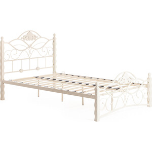 Кровать TetChair Canzona Wood slat base дерево гевея/металл 120x200 (middle bed) белый (butter white)