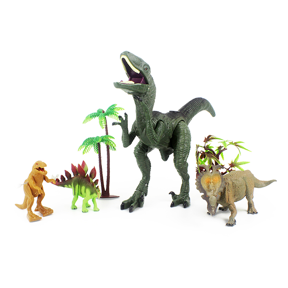 Игровой набор Mioshi Active "Хищник на охоте: Велоцираптор", динозавры: 4 шт., деревья: 2 шт., звук, свет, разноцветный (RS007-1)