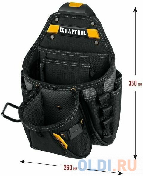 KRAFTOOL KP-27 с быстросъёмным креплением FastClip, 27 карманов и петли, 350 х 260 мм, поясная сумка (38773)