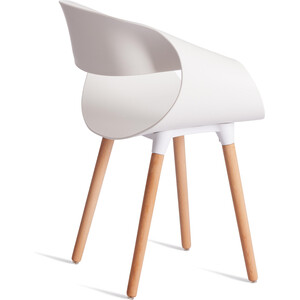 Стул TetChair QXX (mod. C1058-1) 4шт., пластик/дерево, 60 х 53 х 81 см, White (Белый) 70029/ натуральный (21245) в Москвe