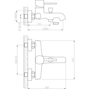 Смеситель для ванны Orange Karl черный (M05-100b)