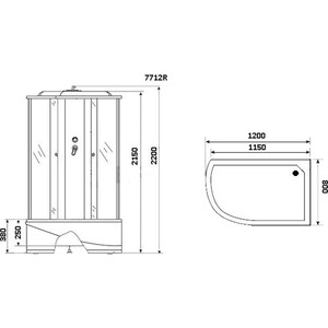 Душевая кабина Niagara NG-7712GR 120х80х220 правая