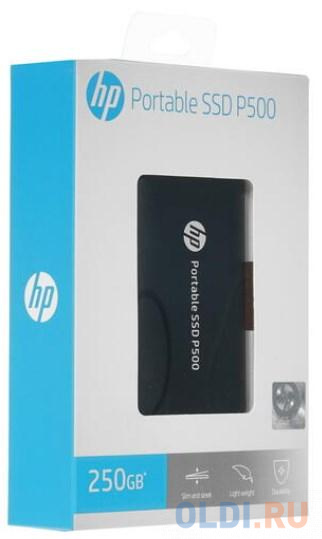 Портативный твердотельный накопитель HP P500, USB 3.1 gen.2 / USB Type-C / USB Type-A, OTG, 250 Гб, R350/W210, Черный