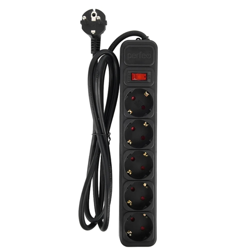 Сетевой фильтр Perfeo Real Power 5 Sockets 5m Black PF_E1503