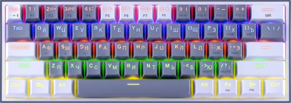 Клавиатура проводная Redragon Fizz, механическая, OUTEMU+RED, подсветка, USB, белый/серый (70675)
