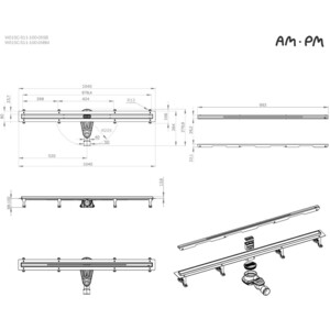 Душевой лоток Am.Pm MasterFlow затвор Slim line 100 см, хром (W01SC-S11-100-05SB) в Москвe