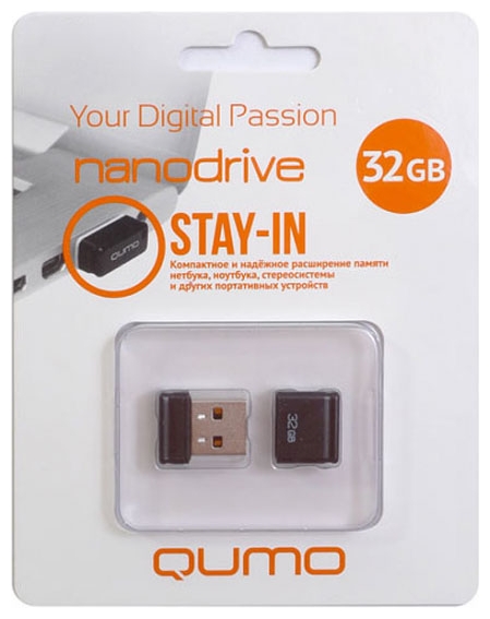 Флешка 64Gb USB 2.0 QUMO Nano nanoDrive, черный (QM64GUD-NANO-B)