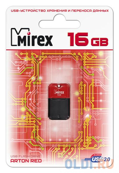 Флешка 16Gb Mirex 13600-FMUART16 USB 2.0 красный