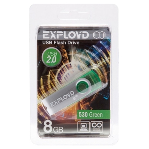Флешка 8Gb USB 2.0 EXPLOYD 530, зеленый (EX008GB530-G)