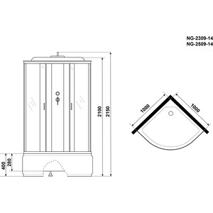 Душевая кабина Niagara NG-2509-14 100х100х215