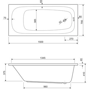 Акриловая ванна Cezares Eco 150х70 (ECO-150-70-41-W37) в Москвe