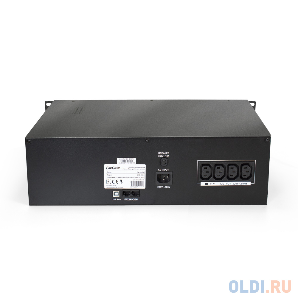 ИБП ExeGate ServerRM UNL-1500.LCD.AVR.4C13.RJ.USB.3U <1500VA/900W, LCD, AVR, 4*C13, RJ45/11, USB, 3U, металлический корпус, Black>