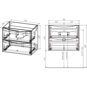 Тумба с раковиной Vincea Mia Slim 70х39 R.Wood (VMC-2MC700S1RW, VBS-13970S1) в Москвe