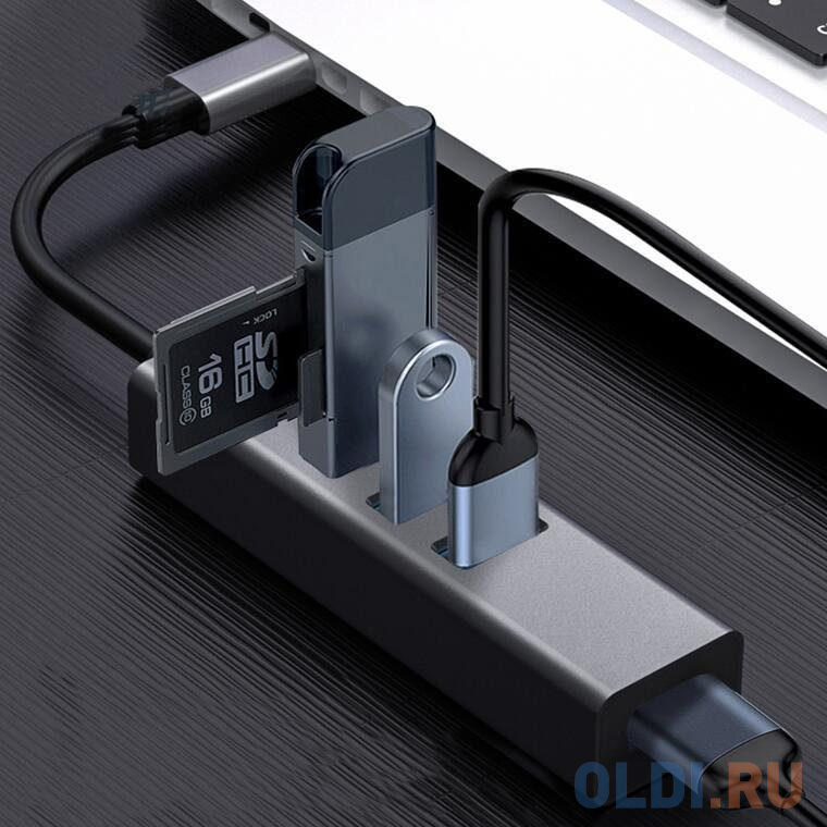 Концентратор USB Type-C TELECOM TA310C 4 х USB 3.0 серебристый