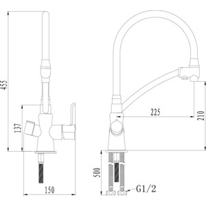 Кухонная мойка и смеситель GranFest Quadro GF-Q-561, Lemark Comfort LM3070C графит