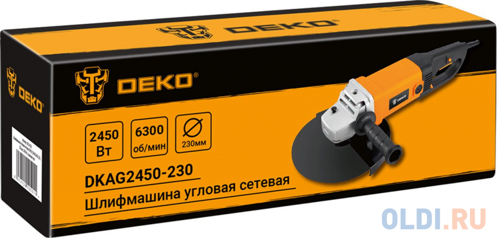 Углошлифовальная машина Deko DKAG2450-230 2450Вт 6300об/мин рез.шпин.:M14 d=230мм