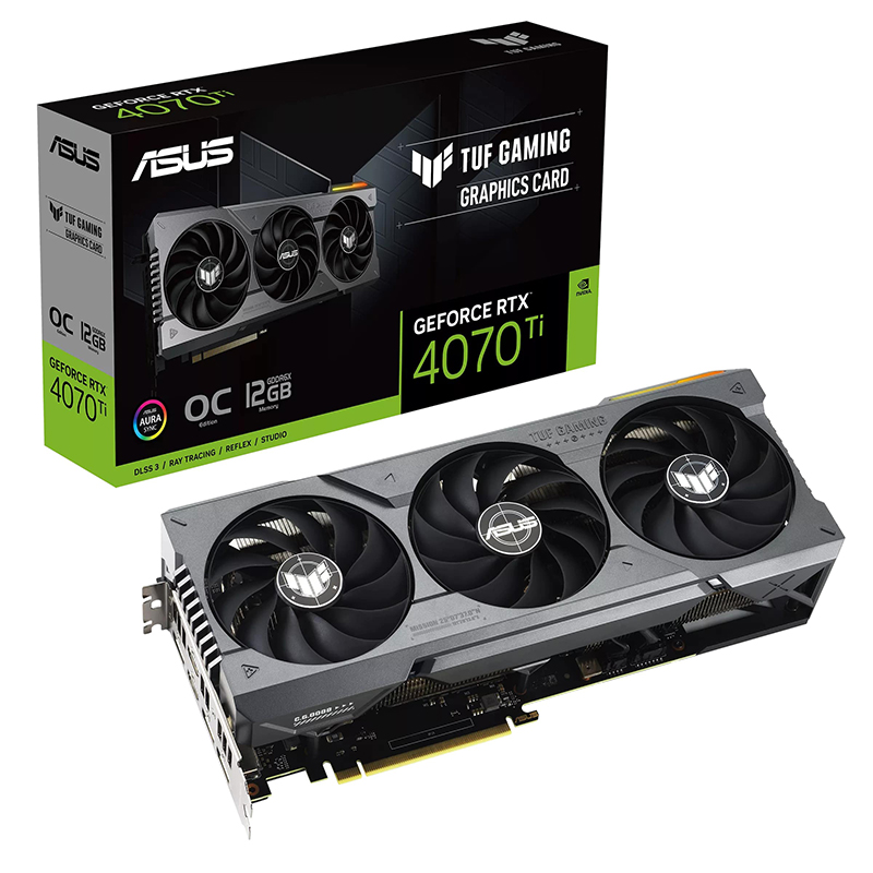 Видеокарта ASUS GeForce RTX 4070 Ti TUF Gaming OC Edition 2730Mhz PCI-E 4.0 12288Mb 21000Mhz 192 bit 2xHDMI 3xDP TUF-RTX4070TI-O12G-GAMING