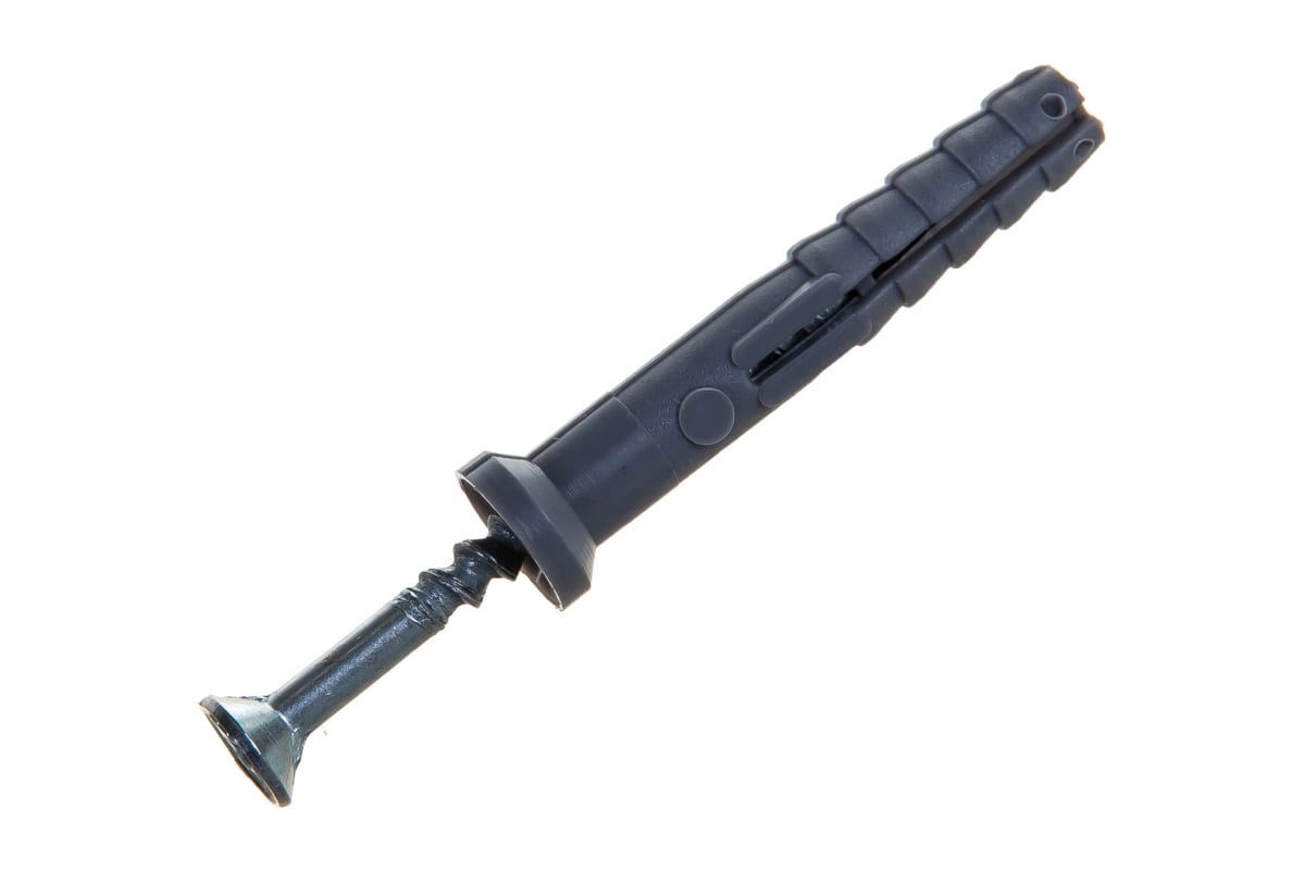 Дюбель-гвоздь 6 мм x 4 см, полипропилен, с потайным бортиком, саморез, черный, 16 шт., пакет, Tech-Krep (102943)