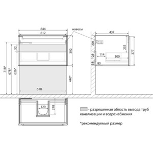 Тумба под раковину Lemark Buno mini 70х45 белый глянец (LM05BM70T)