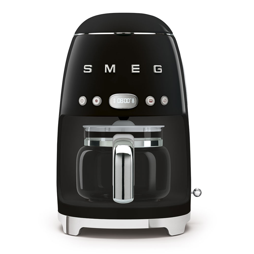 Кофеварка капельная SMEG 50's Style DCF02BLEU, 1.05 кВт, кофе молотый, 1.4 л/1.25 л, дисплей, черный