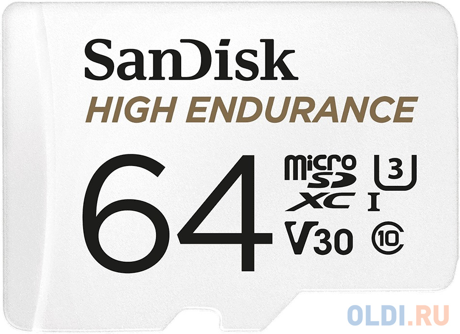 Флеш карта microSD 64GB SanDisk microSDXC Class 10 UHS-I U3 V30 High Endurance Video Monitoring Card SDSQQNR-064G-GN6IA в Москвe