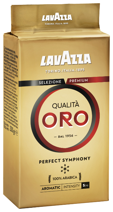 Кофе молотый Lavazza Qualita Oro 250 г, арабика, средняя обжарка, средний помол, вакуумная упаковка (1991)