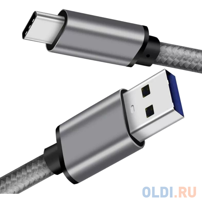Кабель USB Type C USB 3.0 2м VCOM Telecom TC403M-2M круглый серый