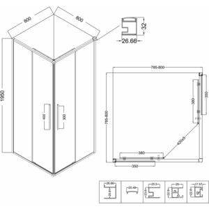 Душевой уголок Niagara Nova 80x80 тонированный, черный матовый (NG-2822-34BLACK) в Москвe