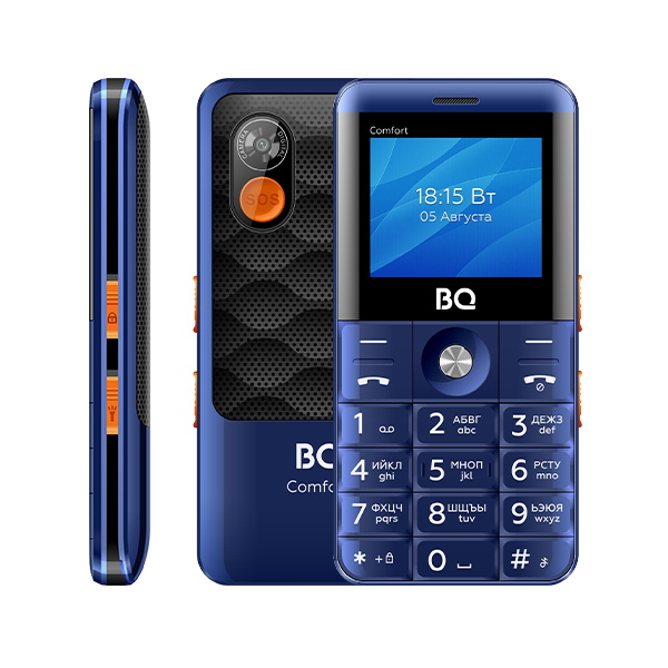 Мобильный телефон BQ 2006 Comfort, 2" 220x176 TFT, 32Mb RAM, 32Mb, BT, 1xCam, 2-Sim, 1600 мА·ч, USB Type-C, черный/синий