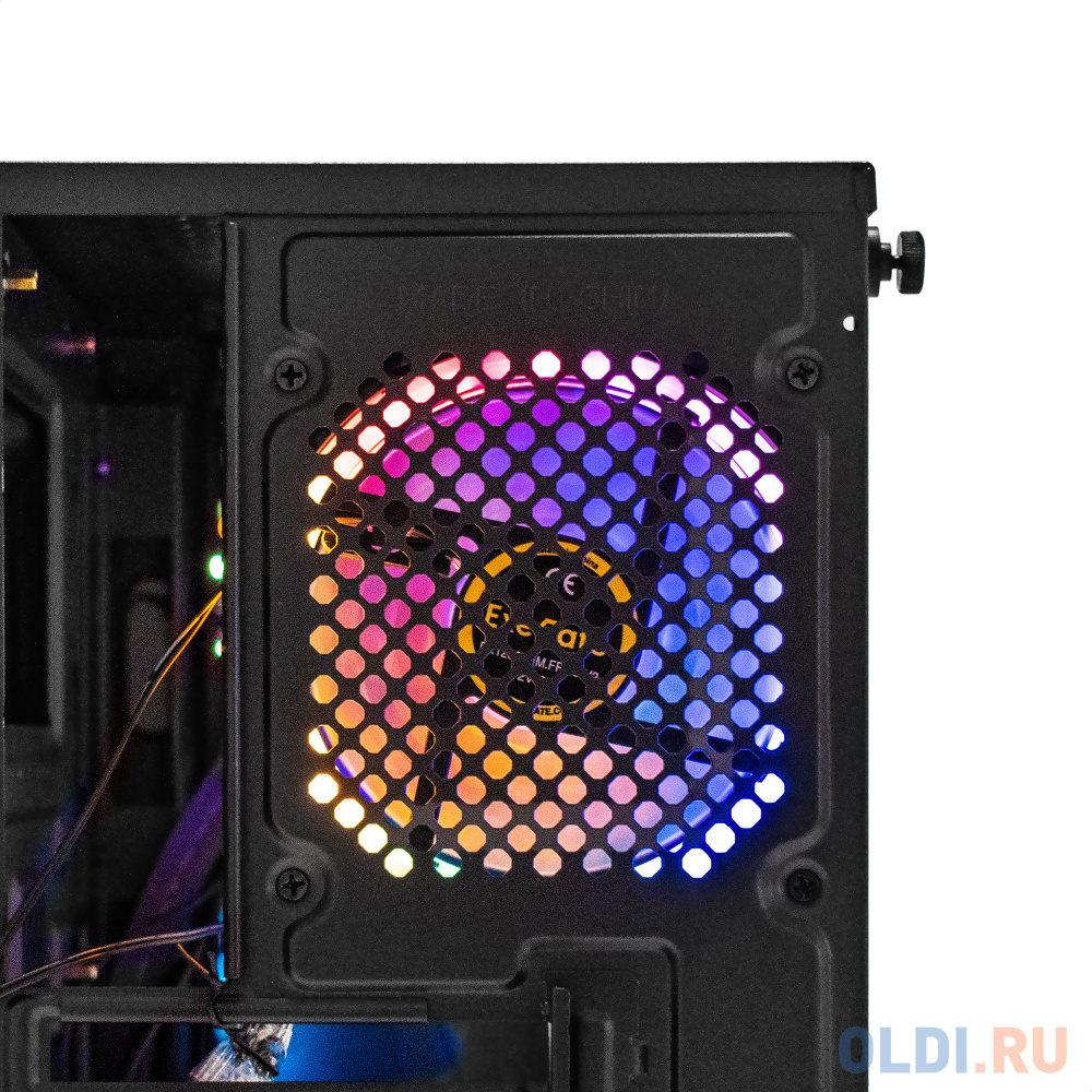 Корпус Minitower ExeGate Mistery R2-NPX450 (mATX, БП 450NPX с вент. 12 см, 2*USB+1*USB3.0, аудио, черный, 1 вент. 12см с RGB подсветкой и полоса на пе