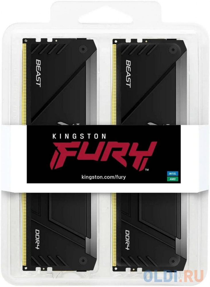 32GB DDR4 3733MHz DIMM FURY Beast Black RGB XMP KF437C19BB2AK2/16 kit 2x16Gb, CL19, 1.35V 288-pin Non-ECC