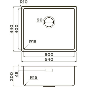 Кухонная мойка Omoikiri Tadzava 54-U/I-IN Ultra 15 нержавеющая сталь (4997116)