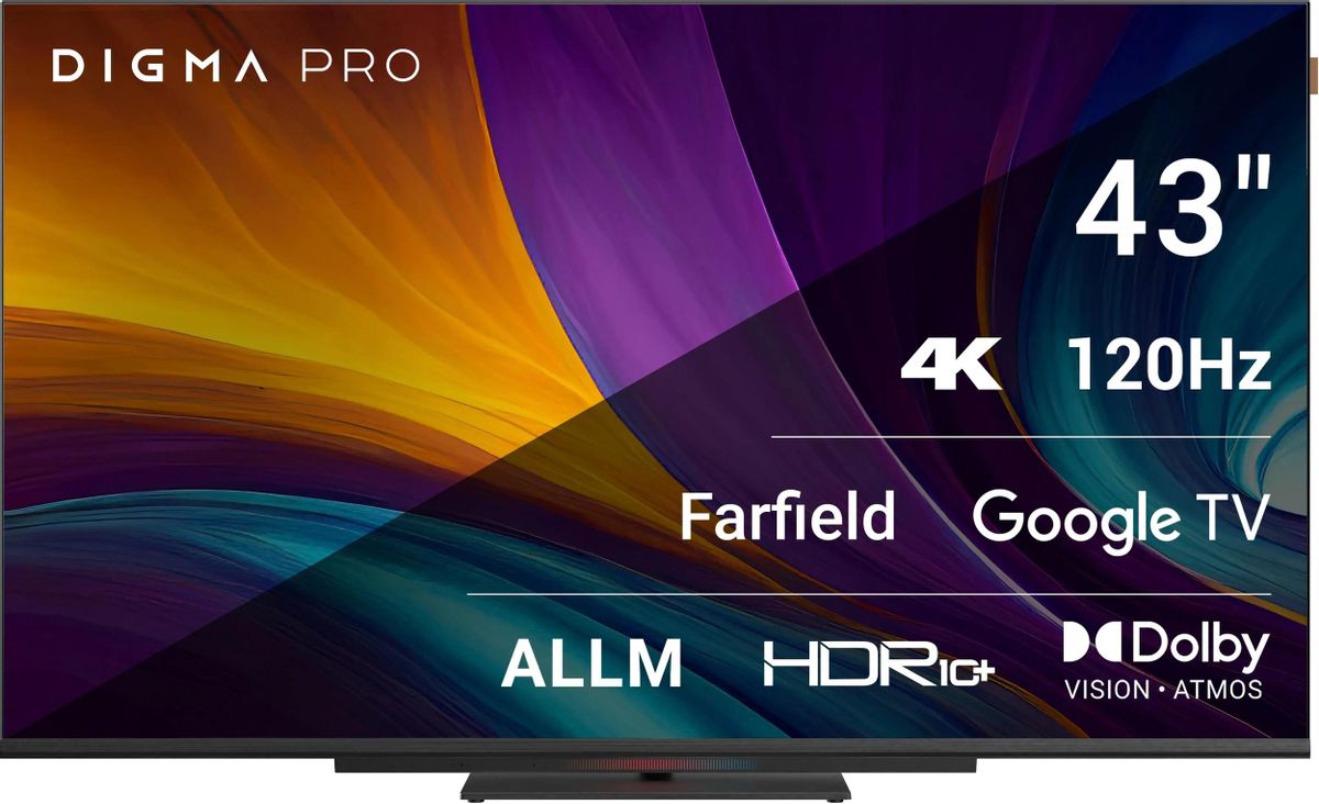 Телевизор 43" Digma Pro 43C, 3840x2160, DVB-T /T2 /C, HDMIx3, USBx2, WiFi, Smart TV, черный (43C)