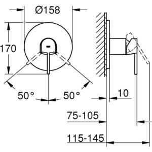 Смеситель для душа Grohe Plus встраиваемый, для механизма 35600, суперсталь (24059DC3)