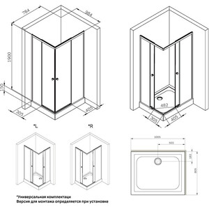 Душевой уголок Am.Pm X-Joy Square Slide 100х80 прозрачный, матовый хром (W94G-403-10080-MT)