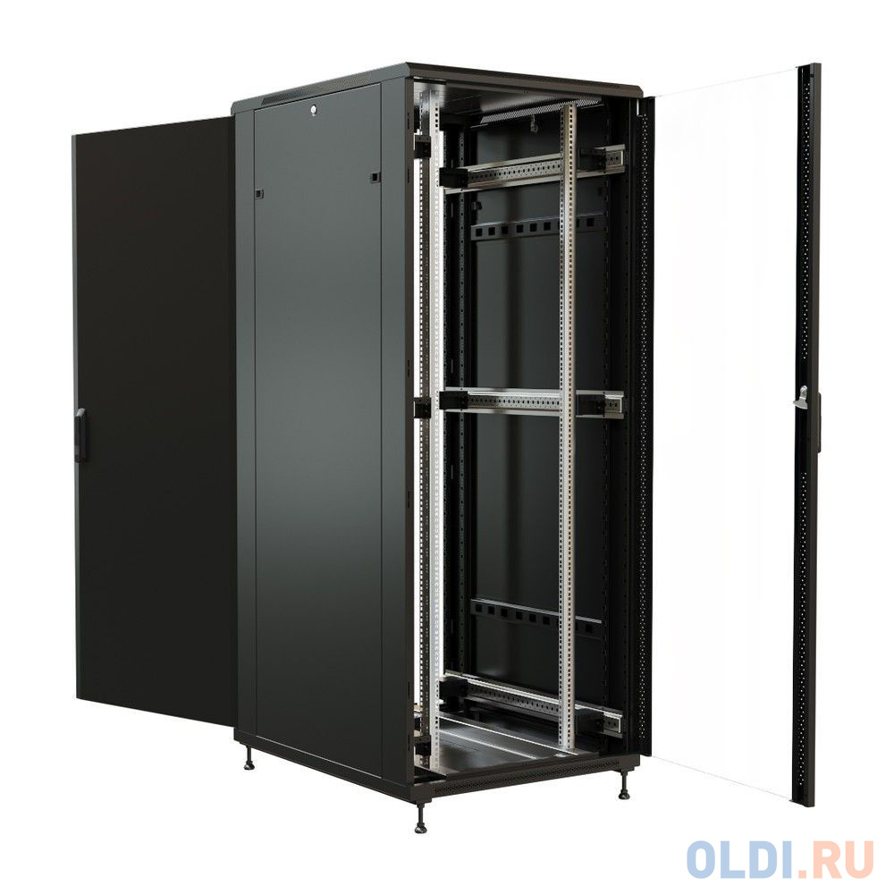 WRline WR-TT-3282-AS-RAL9004 Шкаф напольный 32U, 1610x800х1200 мм (ВхШхГ),  передняя стеклянная дверь со стальными перфорированными боковинами, задняя