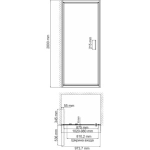 Душевая дверь Wasserkraft Salm 27I 100х200 прозрачная, хром (27I12) в Москвe