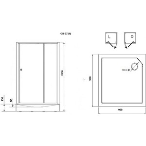 Душевая кабина Grossman GR-271QR 90x90x205 правая в Москвe