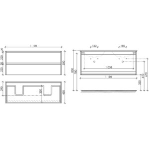 Тумба с раковиной Sancos Libra 120 два ящика, дуб чарльстон (LB120-2ECH, CN7004)