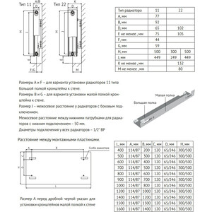 Радиатор стальной Uni-Fitt Ventil 300х1200 тип 22 в Москвe