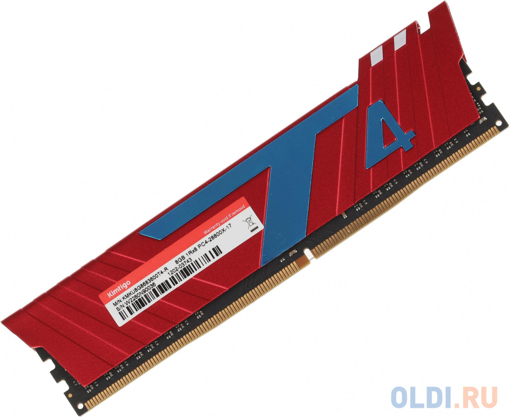 Оперативная память для компьютера Kimtigo T4 DIMM 8Gb DDR4 3600 MHz KMKU8G8683600T4-R в Москвe