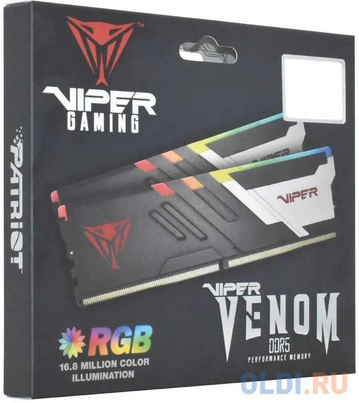 Память DDR 5 DIMM 64Gb (32Gbx2) 5200Mhz, PATRIOT Viper Venom RGB (PVVR564G520C40K) (retail)