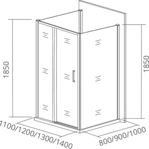 Душевой уголок Good Door Neo WTW+SP+SP 110х80 прозрачный, хром