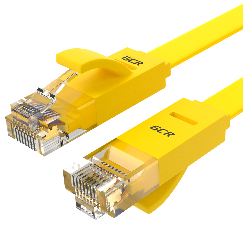Патч-корд UTP кат.6 0.3м, RJ45-RJ45, желтый, плоский, Greenconnect (GCR-LNC622-0.3m)