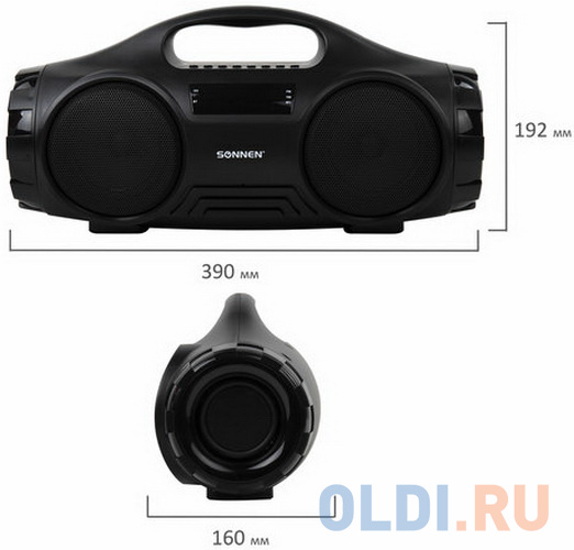 Колонка портативная SONNEN B332, 16 Вт, Bluetooth, FM-тюнер, microSD, MP3-плеер, черная, 513480 в Москвe