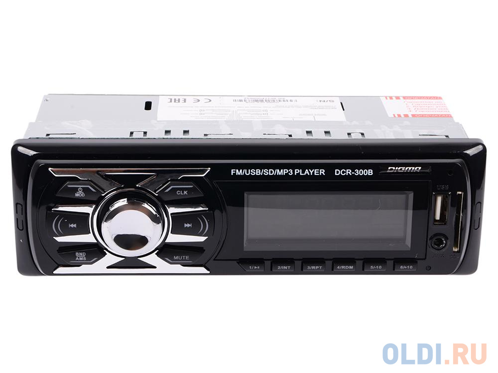 Автомагнитола Digma DCR-300B USB MP3 FM 1DIN 4x45Вт черный