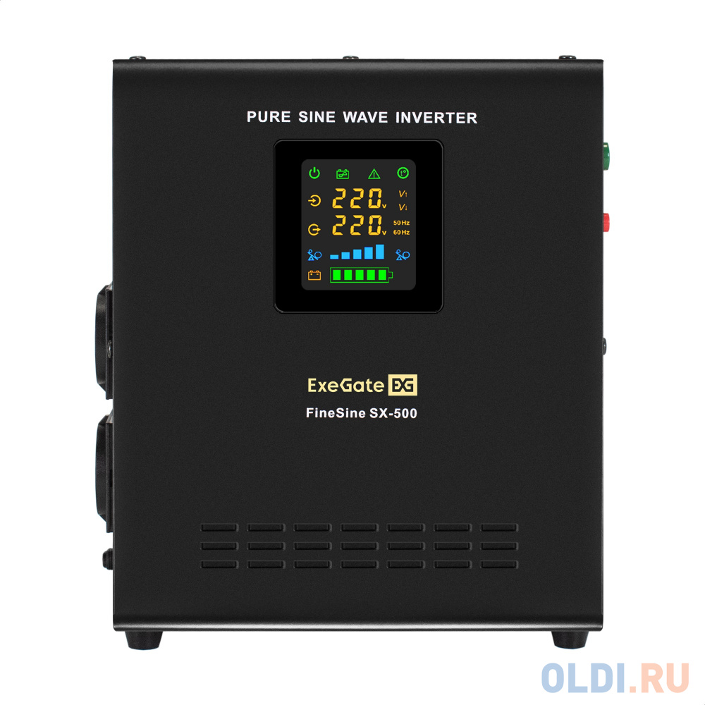 Комплект ИБП EX295995RUS + батарея 40Aч EX282979RUS 1шт (инвертор, синус, для котла, настенный) ExeGate FineSine SX-500.LCD.AVR.2SH <500VA/300W, чи