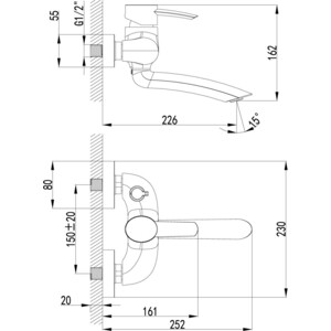 Смеситель для ванны Lemark Atlantiss с душем, хром (LM3214C, LM8063C)